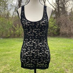 Y2K whimsigoth witchy BKE Fitted Lace Layering Transparent Sheer Tank top sz M